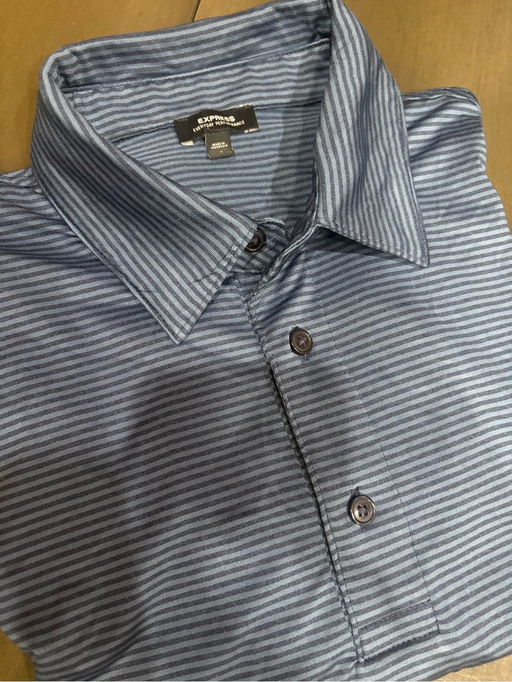 Express Every Day Performance Blue Stripe Polo Shirt
